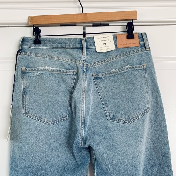 Citizens of Humanity Charlotte Jeans Straight Leg Crop Distressed Demin Size 29 - Picture 4 of 10